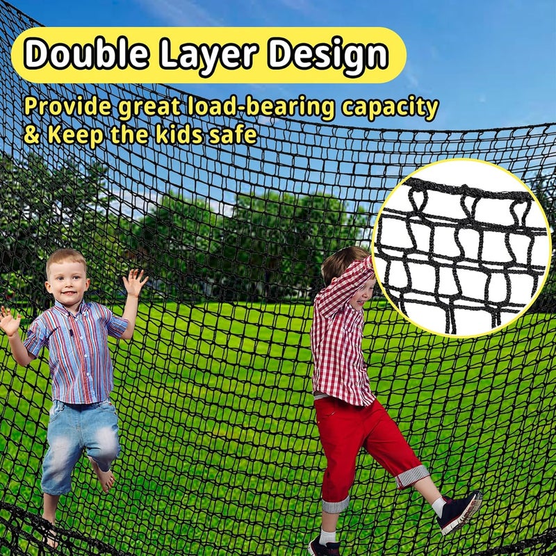 Toriexon Climbing Cargo Net 9.8' x 9.8', Double Layers Playground Safety Net, with Storage Bag Climbing Net for Kids Outdoor Treehouse - Image 5